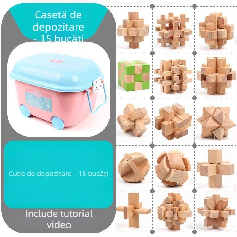 Set Kongming Lock Luban Ball – Puzzle cu nouă inele conectate, Lerth, pentru copii 4–6 ani