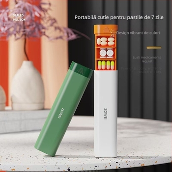 Cutie portabilă pentru pastile, 7 zile, compartimente sigilate și capac, ABS plastic, organizator pentru trei mese pe zi, stil japonez