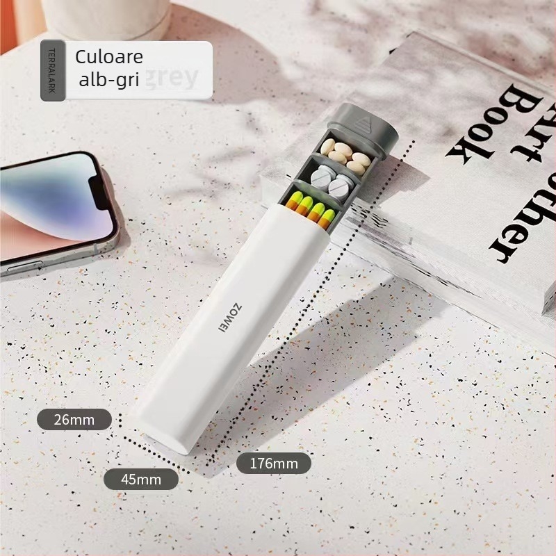 Cutie portabilă pentru pastile, 7 zile, compartimente sigilate și capac, ABS plastic, organizator pentru trei mese pe zi, stil japonez