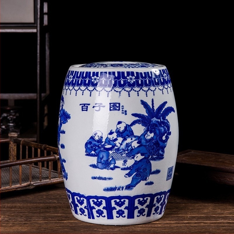 Cutie ceramică pentru depozitarea orezului, cu capac, sigilată, rezistentă la umezeală și insecte, capacitate 10 L+, stil Chinez nou