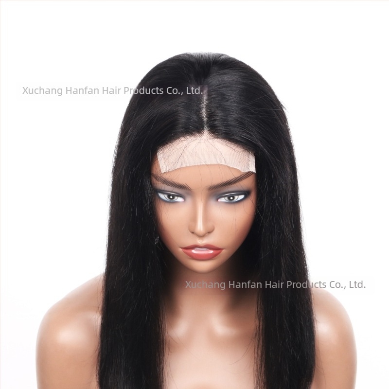 Perucă din păr uman real, bob drept, cusută manual; poate fi vopsită și ondulată.