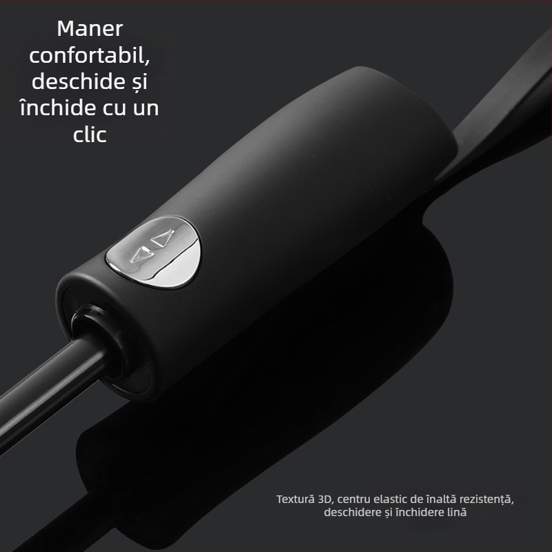 Umbrelă reversibilă pliabilă, țesătură 280T, deschidere/închidere automată, cadru cu 10 brațe din fibră, rază 55–61 cm, protecție UV UPF30+, cupolă dublu groasă, umbrelă de afaceri pentru bărbați