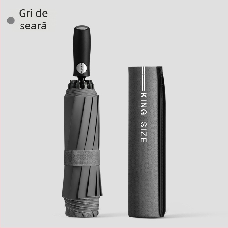Umbrelă reversibilă pliabilă, țesătură 280T, deschidere/închidere automată, cadru cu 10 brațe din fibră, rază 55–61 cm, protecție UV UPF30+, cupolă dublu groasă, umbrelă de afaceri pentru bărbați