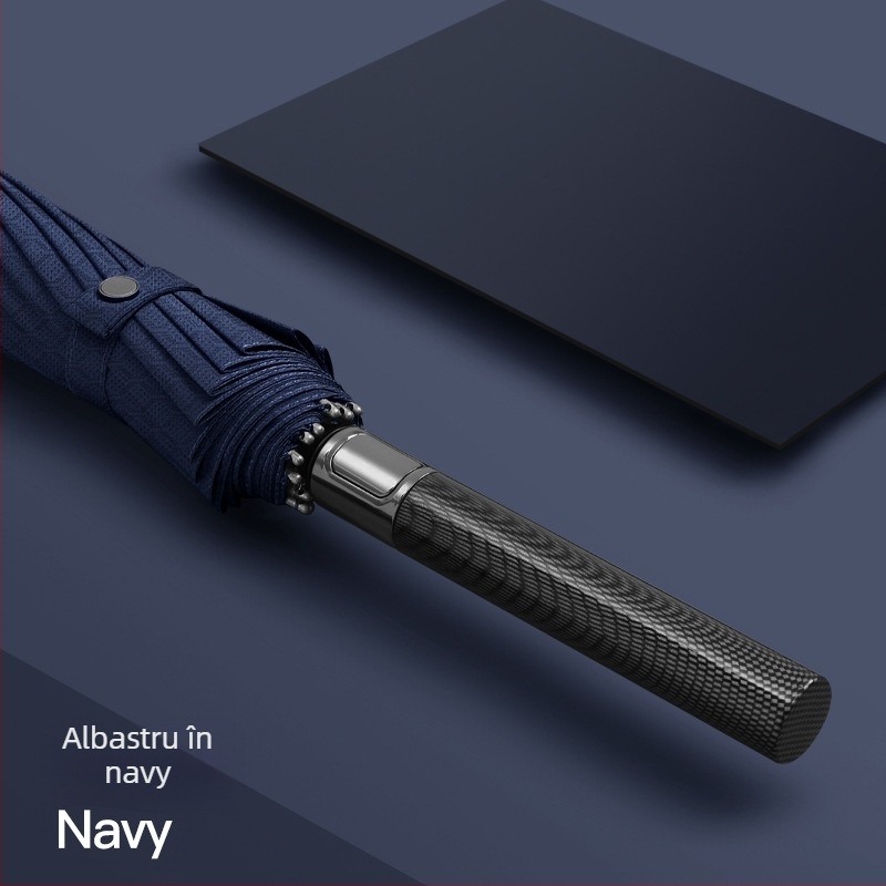 Umbrelă reversibilă pliabilă, țesătură 280T, deschidere/închidere automată, cadru cu 10 brațe din fibră, rază 55–61 cm, protecție UV UPF30+, cupolă dublu groasă, umbrelă de afaceri pentru bărbați