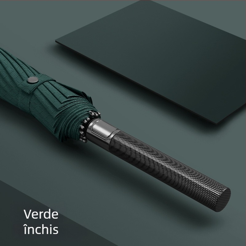 Umbrelă reversibilă pliabilă, țesătură 280T, deschidere/închidere automată, cadru cu 10 brațe din fibră, rază 55–61 cm, protecție UV UPF30+, cupolă dublu groasă, umbrelă de afaceri pentru bărbați