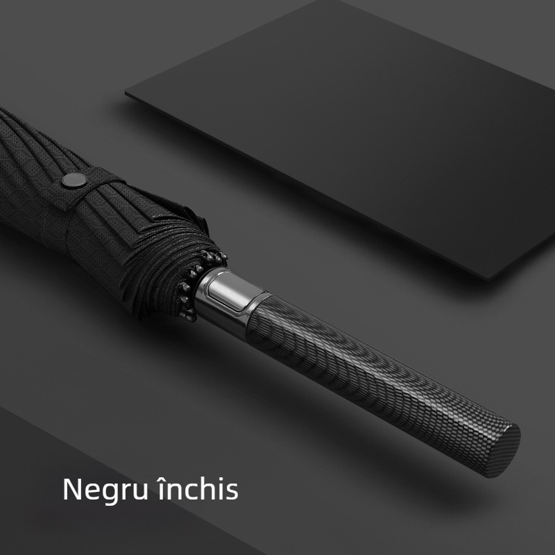 Umbrelă reversibilă pliabilă, țesătură 280T, deschidere/închidere automată, cadru cu 10 brațe din fibră, rază 55–61 cm, protecție UV UPF30+, cupolă dublu groasă, umbrelă de afaceri pentru bărbați