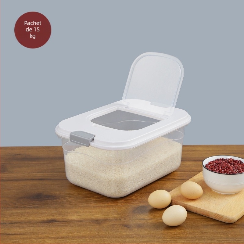 Cutie de depozitare cereale pentru uz casnic, etanșă, rezistentă la umezeală și insecte, din plastic PP, de calitate alimentară, capacitate peste 10 L