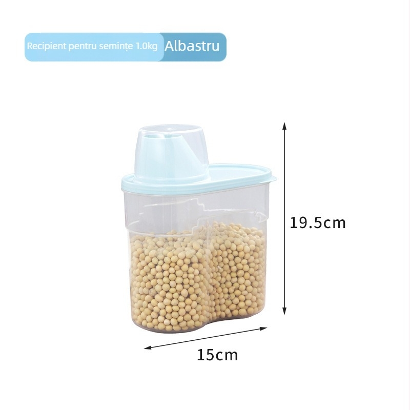 Cutie de depozitare cereale pentru uz casnic, etanșă, rezistentă la umezeală și insecte, din plastic PP, de calitate alimentară, capacitate peste 10 L