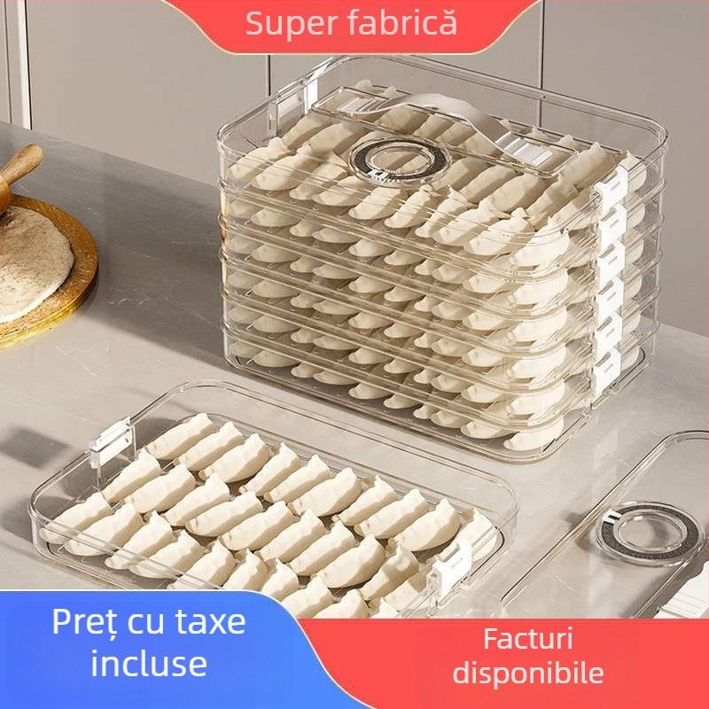 Cutie pentru gyoza – multi-strat, cu temporizator, pentru congelare și depozitare, portabilă, sigilare