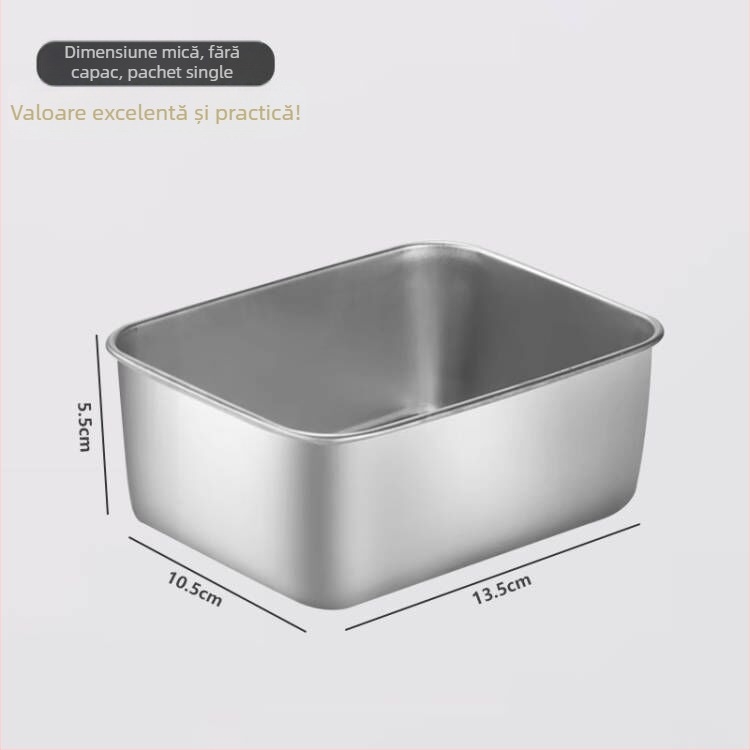 Cutie din oțel inoxidabil pentru păstrarea alimentelor, pătrată, 2.1–3 L, portabilă, împărțită în compartimente, stil japonez