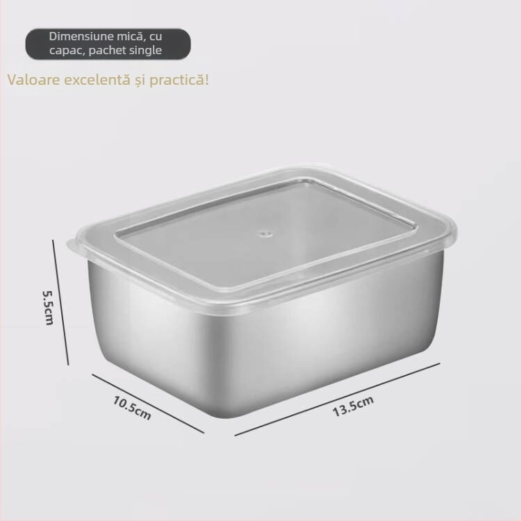 Cutie din oțel inoxidabil pentru păstrarea alimentelor, pătrată, 2.1–3 L, portabilă, împărțită în compartimente, stil japonez