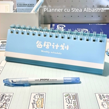 Calendar de birou cu husă PP, legare cu foi libere, Dowling hârtie 40 g, 120 pagini, stil creativ.