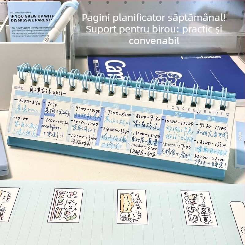 Calendar de birou cu husă PP, legare cu foi libere, Dowling hârtie 40 g, 120 pagini, stil creativ.