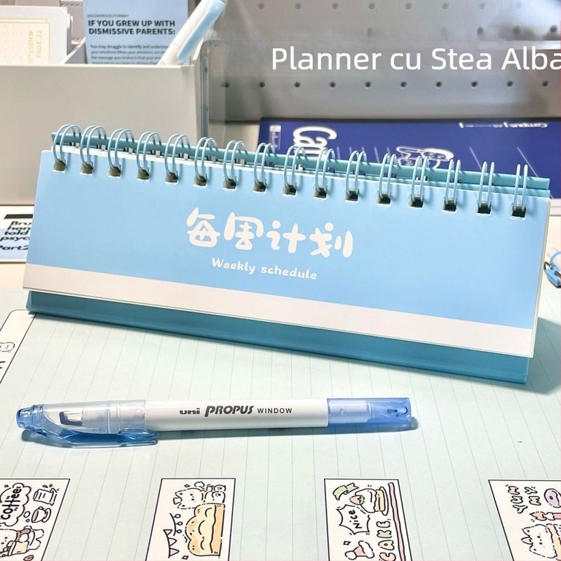 Calendar de birou cu husă PP, legare cu foi libere, Dowling hârtie 40 g, 120 pagini, stil creativ.