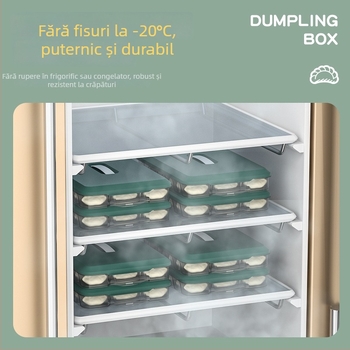 Cutie pentru depozitare dumplings cu capac – plastic, tavă cu mai multe straturi pentru păstrarea prospețimii