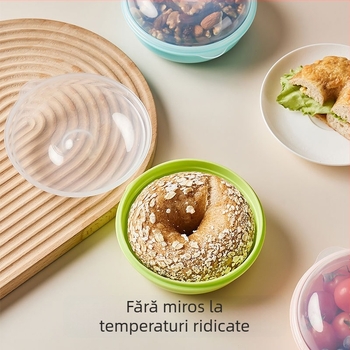 Vant cutie rotundă din plastic pentru fructe și pâine, compatibilă cu microunde, 301–500 ml