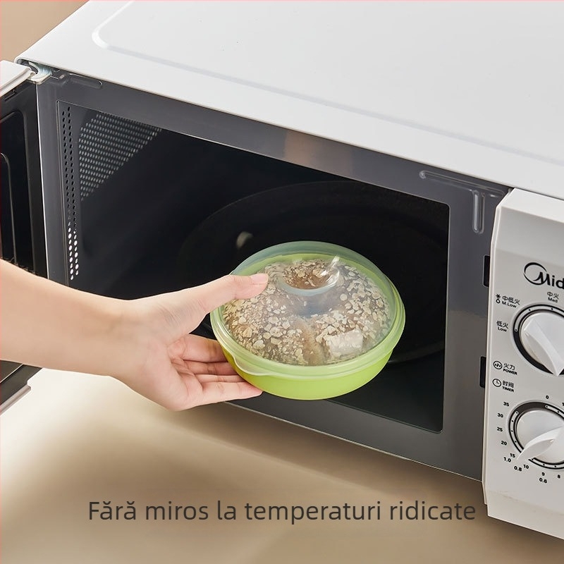 Vant cutie rotundă din plastic pentru fructe și pâine, compatibilă cu microunde, 301–500 ml