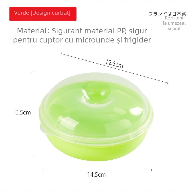 Vant cutie rotundă din plastic pentru fructe și pâine, compatibilă cu microunde, 301–500 ml