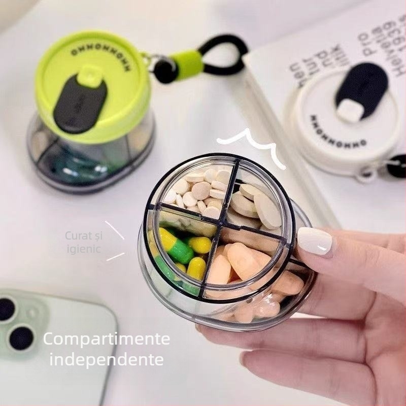 Cutie pentru medicamente 8635 — ABS+PC etanșă, capacitate 2L, portabilă pentru acasă și în deplasare