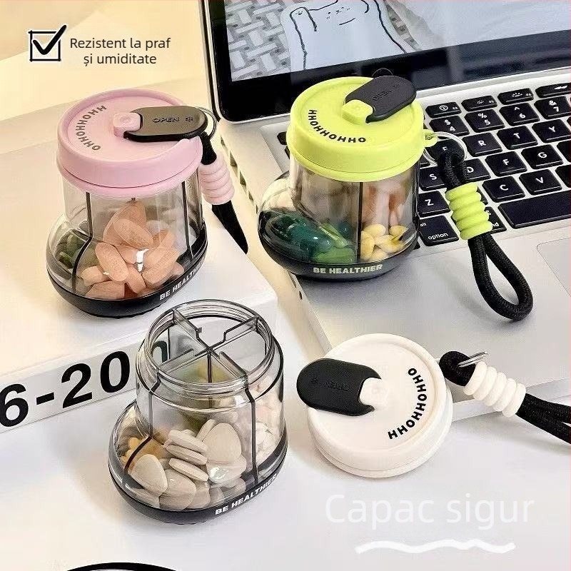 Cutie pentru medicamente 8635 — ABS+PC etanșă, capacitate 2L, portabilă pentru acasă și în deplasare