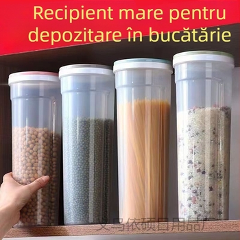 Crisper – recipient plastic pentru bucătărie, capacitate 1–2 L, formă rotundă, stil lux discret