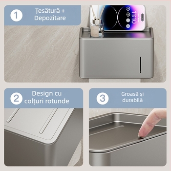 Cutie pentru prosoape de hârtie – oțel carbon, montaj pe perete, pentru role de hârtie, baie, impermeabilă și multifuncțională
