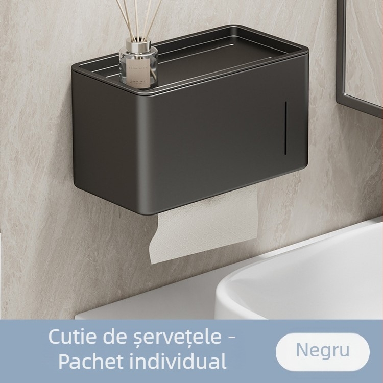 Cutie pentru prosoape de hârtie – oțel carbon, montaj pe perete, pentru role de hârtie, baie, impermeabilă și multifuncțională
