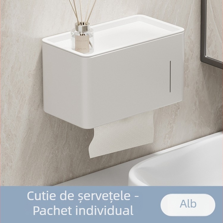 Cutie pentru prosoape de hârtie – oțel carbon, montaj pe perete, pentru role de hârtie, baie, impermeabilă și multifuncțională