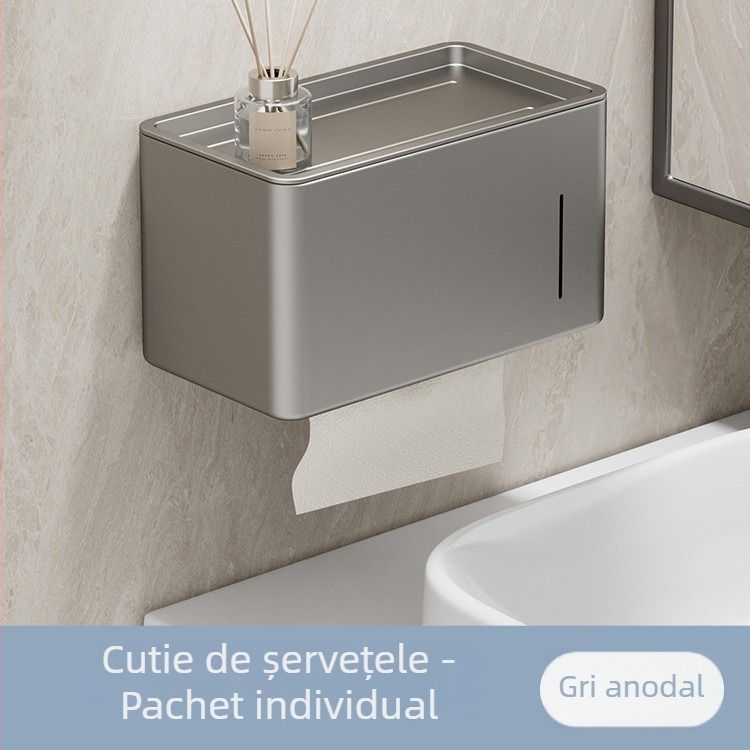 Cutie pentru prosoape de hârtie – oțel carbon, montaj pe perete, pentru role de hârtie, baie, impermeabilă și multifuncțională
