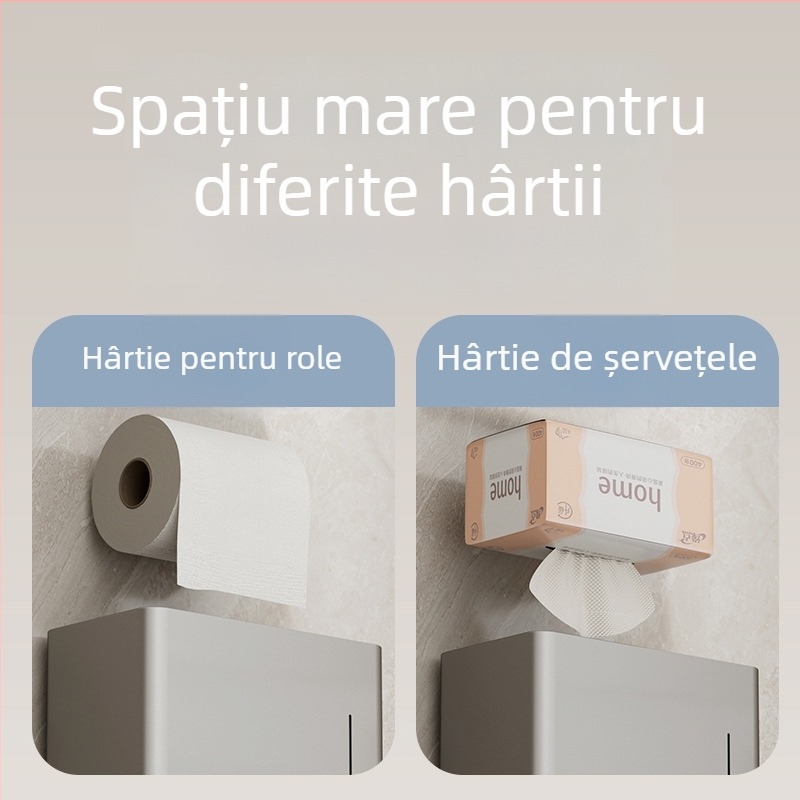 Cutie pentru prosoape de hârtie – oțel carbon, montaj pe perete, pentru role de hârtie, baie, impermeabilă și multifuncțională