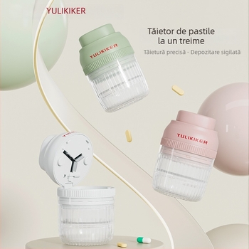 Cutie pentru pastile YULIKIKER M5675 cu divizoare, 1 compartiment, materiale ABS+PS+420 oțel inoxidabil, capac rabatabil