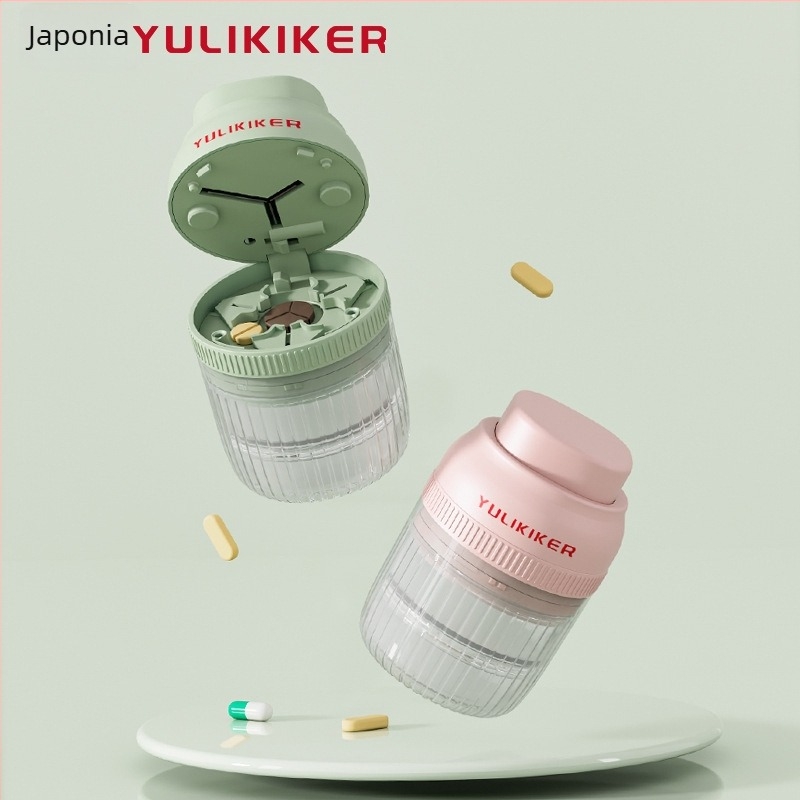 Cutie pentru pastile YULIKIKER M5675 cu divizoare, 1 compartiment, materiale ABS+PS+420 oțel inoxidabil, capac rabatabil