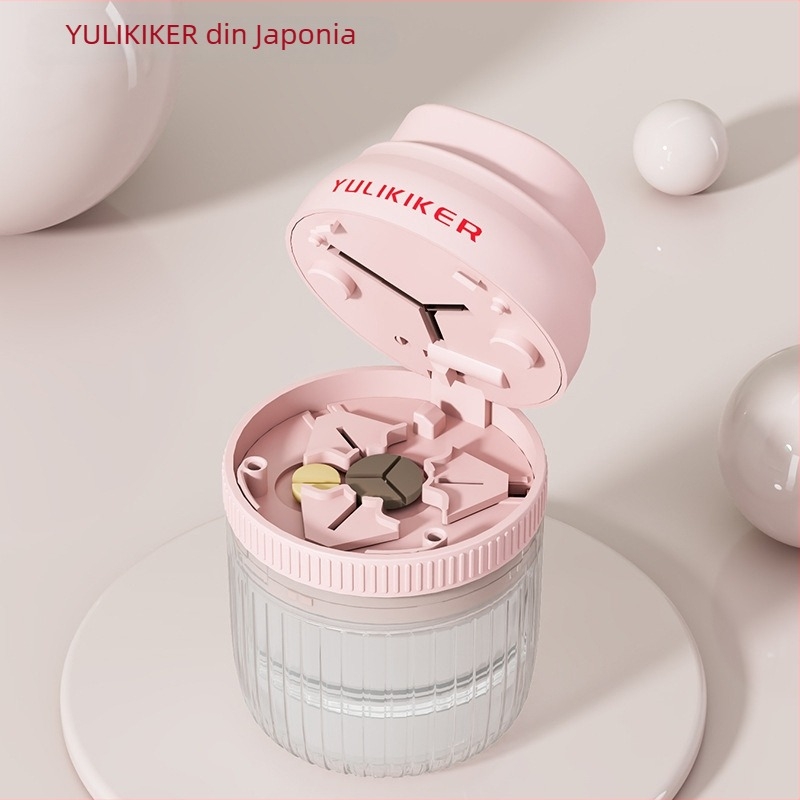 Cutie pentru pastile YULIKIKER M5675 cu divizoare, 1 compartiment, materiale ABS+PS+420 oțel inoxidabil, capac rabatabil