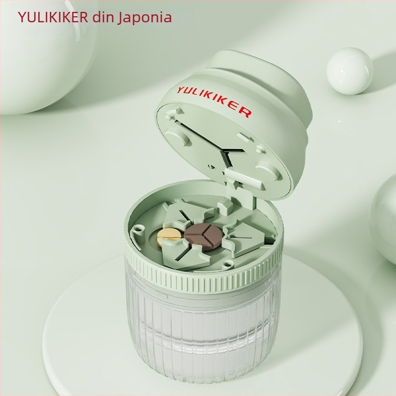 Cutie pentru pastile YULIKIKER M5675 cu divizoare, 1 compartiment, materiale ABS+PS+420 oțel inoxidabil, capac rabatabil