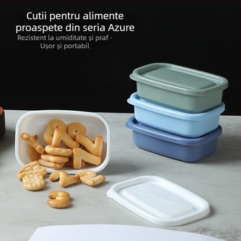 Set de patru recipiente pătrate din plastic pentru păstrarea alimentelor, compatibile cu microundele, capacitate 301-500 ml