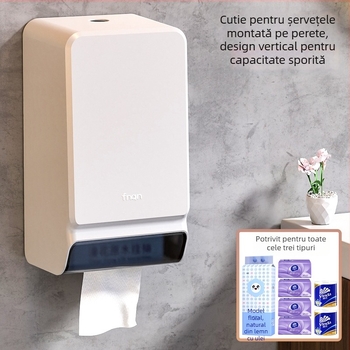 Cutie pentru șervețele montată pe perete, fără găuri, din plastic, model fq3008, pachet 16, multifuncțional, stil modern minimalist