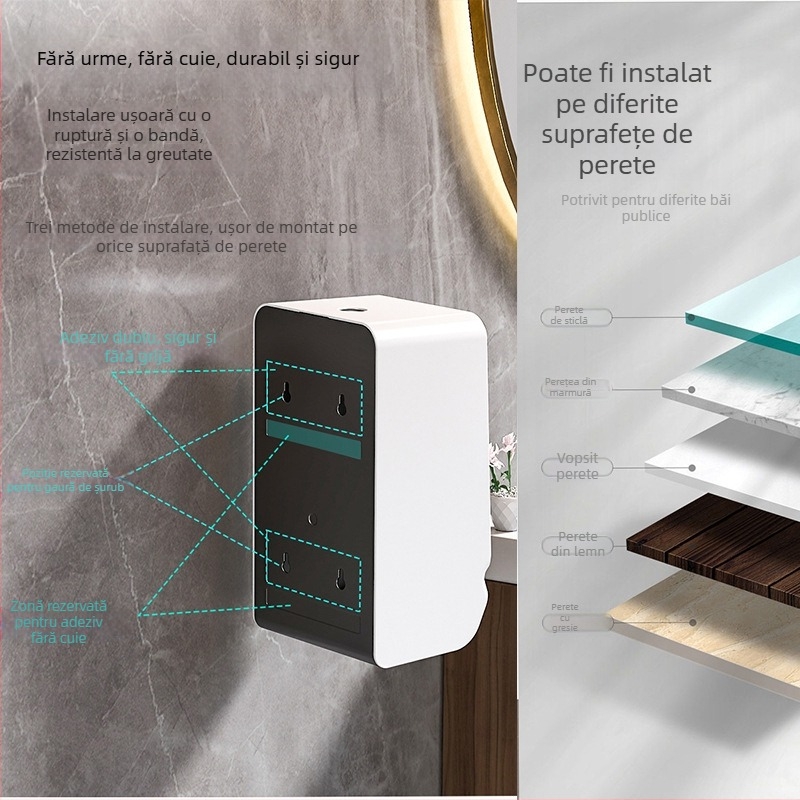 Cutie pentru șervețele montată pe perete, fără găuri, din plastic, model fq3008, pachet 16, multifuncțional, stil modern minimalist