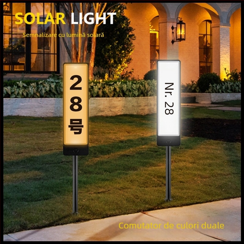 Semn de număr pentru exterior, alimentat cu energie solară, fără cabluri, cu personalizare disponibilă (Brand: 1; Nu este importat)