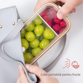 Cutie de prânz cu compartimente, calitate alimentară, compatibilă cu microunde, dreptunghiulară, strat unic, material PP+PS+gel de silice