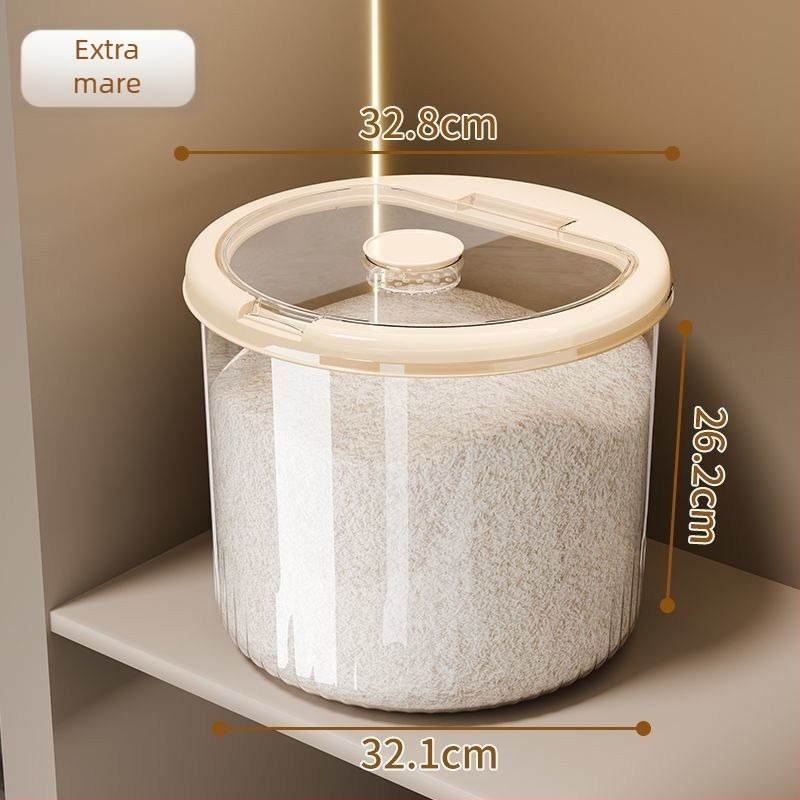 Recipient rotund din plastic transparent pentru orez – sigilat, rezistent la umezeală și insecte, plastic PP, capacitate 4–5 L