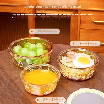 Recipient circular din sticlă borosilica pentru conservarea prospețimii, compatibil cu cuptorul cu microunde, congelabil, 501–800 ml