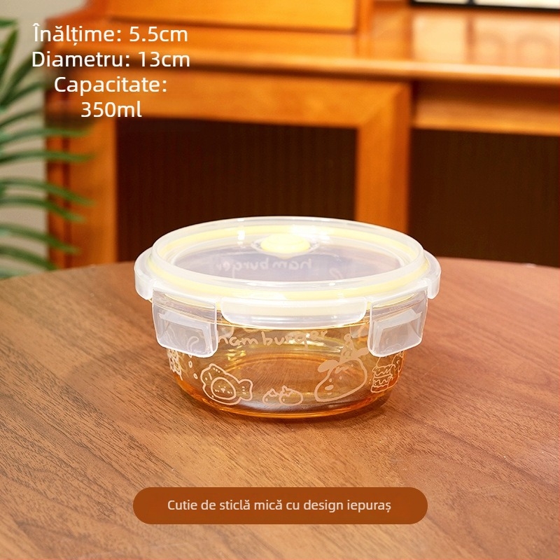 Recipient circular din sticlă borosilica pentru conservarea prospețimii, compatibil cu cuptorul cu microunde, congelabil, 501–800 ml
