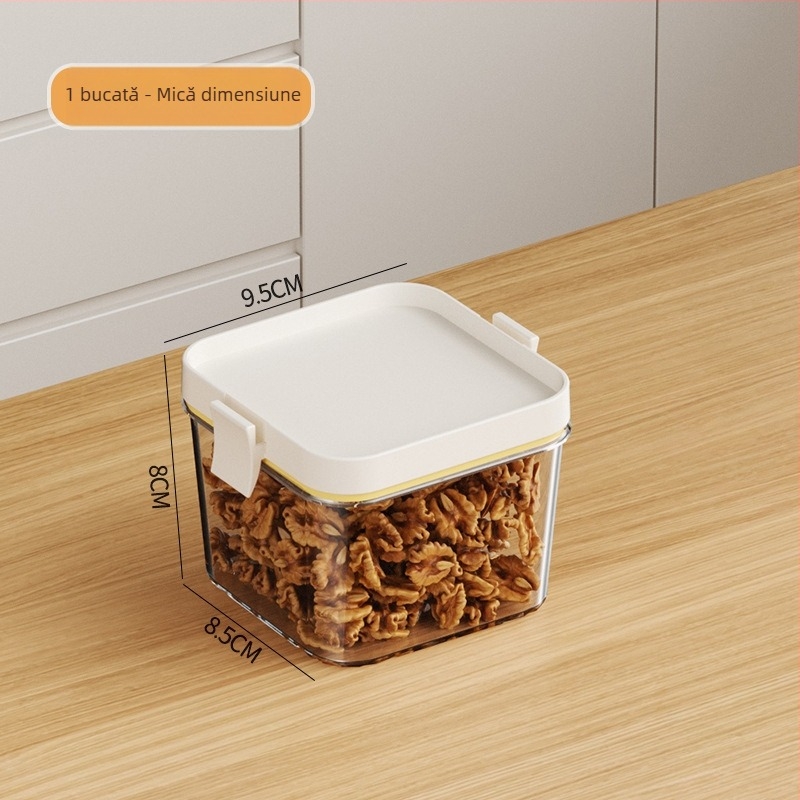 Seal PET container pentru depozitare a alimentelor cu capac transparent, formă pătrată, 800–1000 ml, pentru cereale și gustări