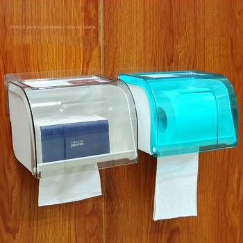 Cutie de hârtie igienică montată pe perete din plastic, model 0572, Zhengbao — rezistentă la apă și multifuncțională