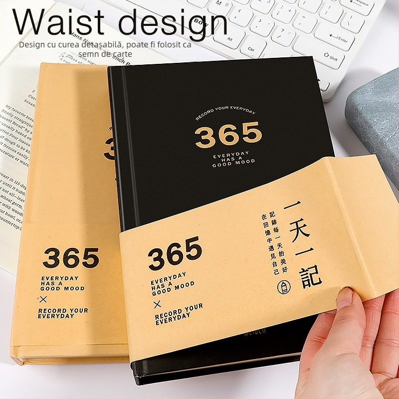 Jurnal-planificator de 365 de zile, hârtie kraft, 100–200 pagini, legătură cusută, stil nostalgic retro