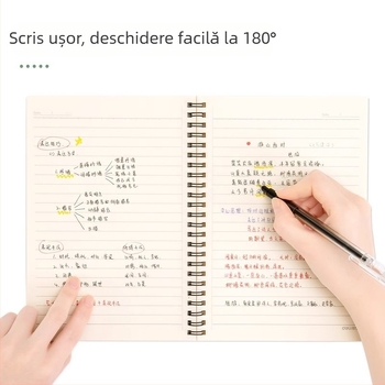  Caiet Deli cu copertă kraft, legătură spirală, 60 pagini, hârtie din pulpă de lemn 80 gsm, set de 4 bucăți