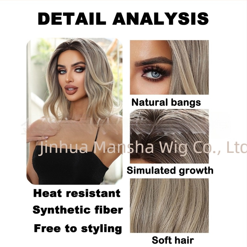 Perucă – păr scurt buclat, parte centrală, material din mătase rezistentă la căldură, confecție mecanizată, poate fi vopsită sau supusă permului