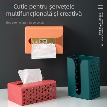 Cutie de șervețele din plastic, montată pe perete – multipurpose, design modern și simplu pentru baie și living