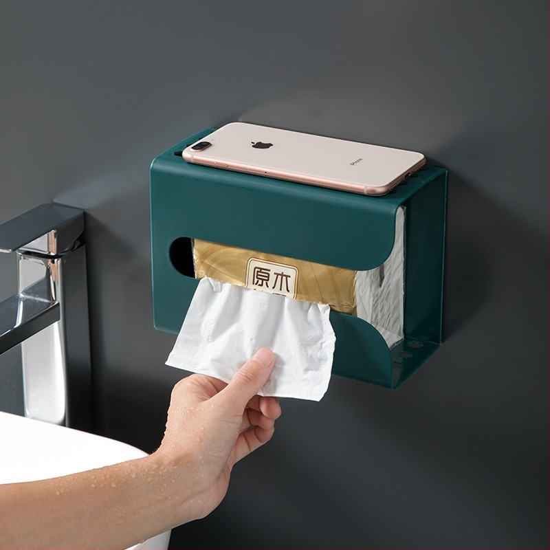 Cutie de șervețele din plastic, montată pe perete – multipurpose, design modern și simplu pentru baie și living