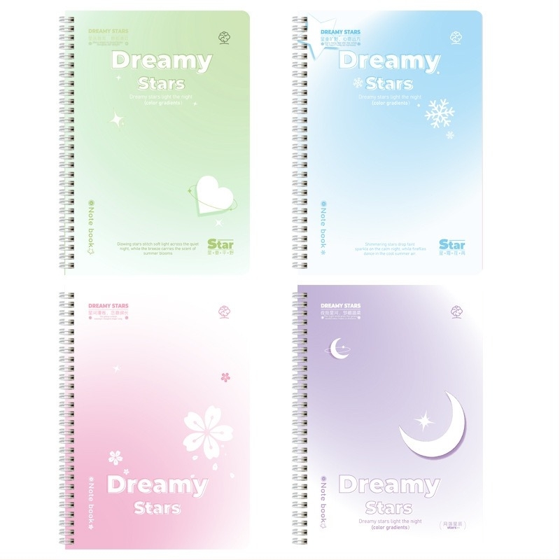 Caiet gradient cu spiral Mengjin, seria Gradient, 60 foi, 58 pagini de text, hârtie 80 g/m²